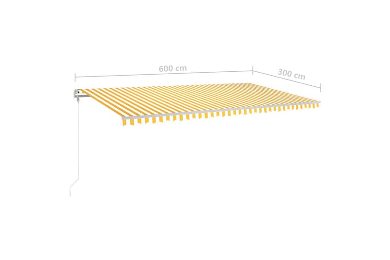 Markis manuellt infällbar med LED 6x3 m gul och vit - Gul - Balkongmarkis - Markiser - Terrassmarkis