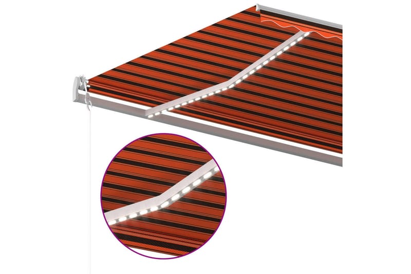 Markis manuellt infällbar med LED 6x3 m orange och brun - Orange - Balkongmarkis - Markiser - Terrassmarkis