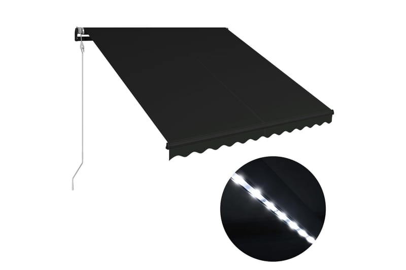 Markis manuellt infällbar med vindsensor & LED 350x250cm ant - Grå - Fönstermarkis - Markiser - Solskydd fönster