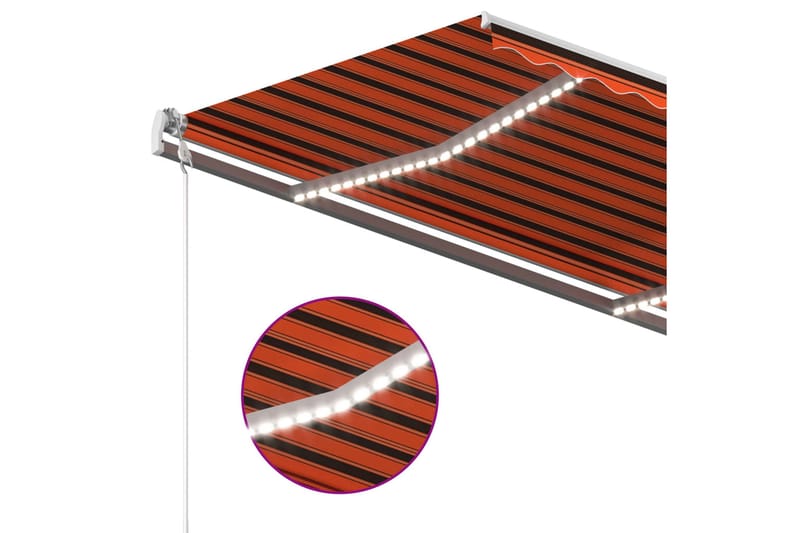 Markis med LED manuellt infällbar 4,5x3 m orange och brun - Orange - Balkongmarkis - Markiser - Terrassmarkis