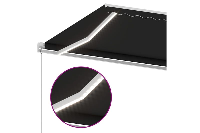 Markis med LED manuellt infällbar 600x300 cm antracit - Antracit - Utemöbler - Solskydd - Markiser - Balkongmarkis