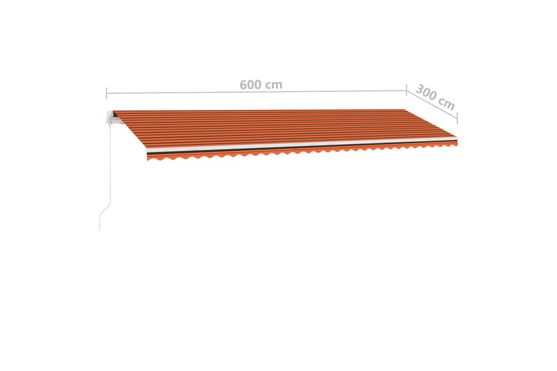 Markis med LED manuellt infällbar 600x300 cm orange och brun - Orange - Utemöbler - Solskydd - Markiser - Balkongmarkis