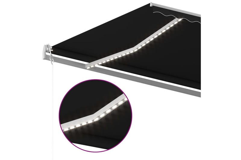 Markis med LED manuellt infällbar 600x350 cm antracit - Grå - Balkongmarkis - Markiser - Terrassmarkis