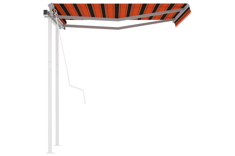 Markis med stolpar automatisk infällbar 3x2,5 m orange och b - Orange - Balkongmarkis - Markiser - Terrassmarkis