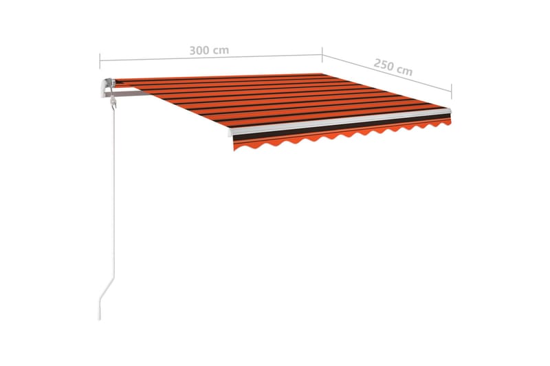 Markis med stolpar automatisk infällbar 3x2,5 m orange och b - Orange - Balkongmarkis - Markiser - Terrassmarkis