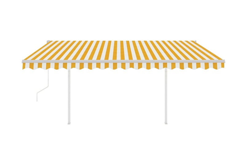 Markis med stolpar automatisk infällbar 4,5x3,5 m gul och vi - Gul - Balkongmarkis - Markiser - Terrassmarkis
