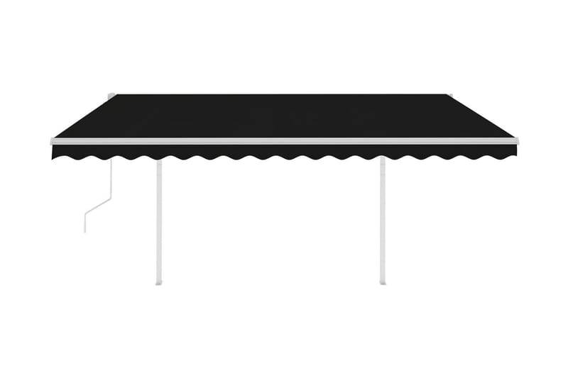 Markis med stolpar automatiskt infällbar 4,5x3 m antracit - Grå - Balkongmarkis - Markiser - Terrassmarkis