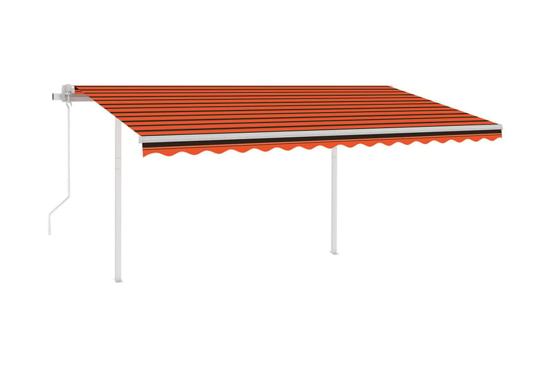Markis med stolpar automatiskt infällbar 4,5x3 m orange och - Orange - Balkongmarkis - Markiser - Terrassmarkis
