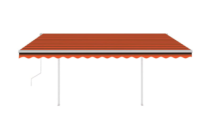 Markis med stolpar automatiskt infällbar 4,5x3 m orange och - Orange - Balkongmarkis - Markiser - Terrassmarkis
