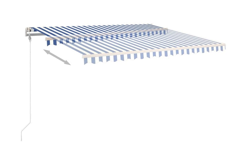 Markis med stolpar manuellt infällbar 4,5x3,5 m blå och vit - Blå - Balkongmarkis - Markiser - Terrassmarkis