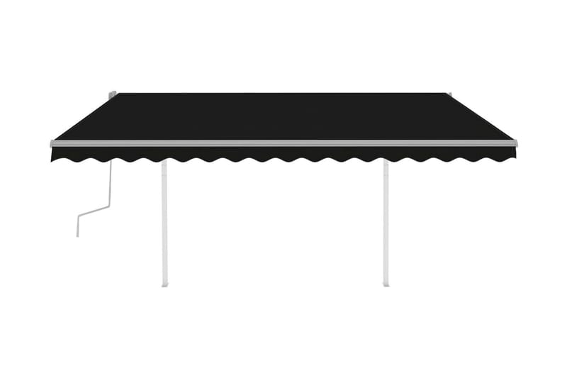 Markis med stolpar manuellt infällbar 4x3 m antracit - Grå - Balkongmarkis - Markiser - Terrassmarkis