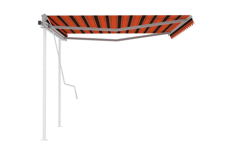 Markis med stolpar manuellt infällbar 4x3 m orange och brun - Orange - Balkongmarkis - Markiser - Terrassmarkis
