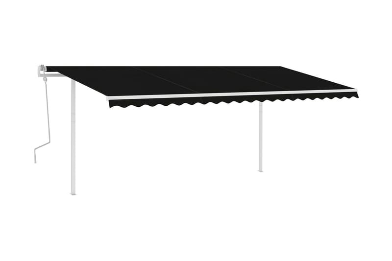 Markis med stolpar manuellt infällbar 5x3,5 m antracit - Grå - Balkongmarkis - Markiser - Terrassmarkis
