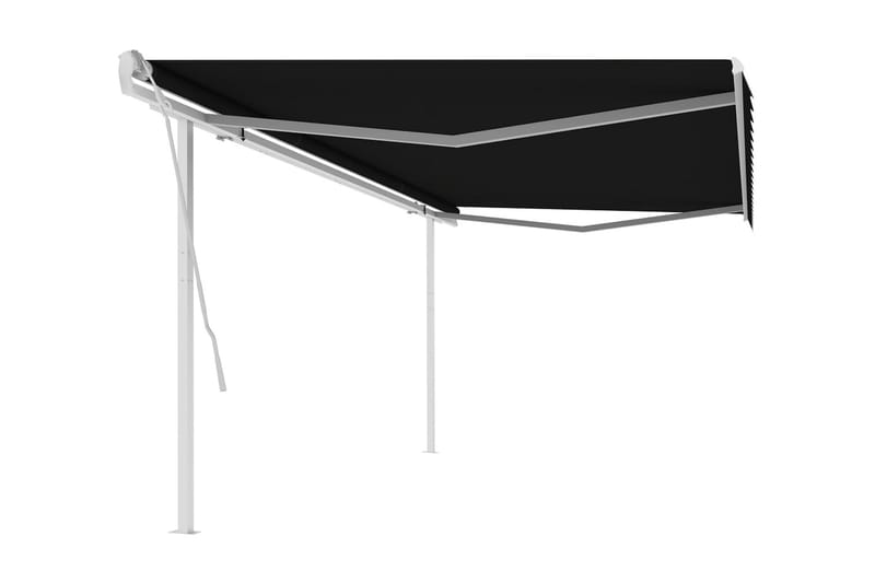 Markis med stolpar manuellt infällbar 5x3,5 m antracit - Grå - Balkongmarkis - Markiser - Terrassmarkis