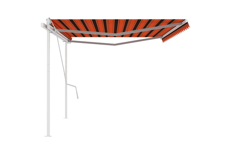 Markis med stolpar manuellt infällbar 5x3 m orange och brun - Orange - Balkongmarkis - Markiser - Terrassmarkis
