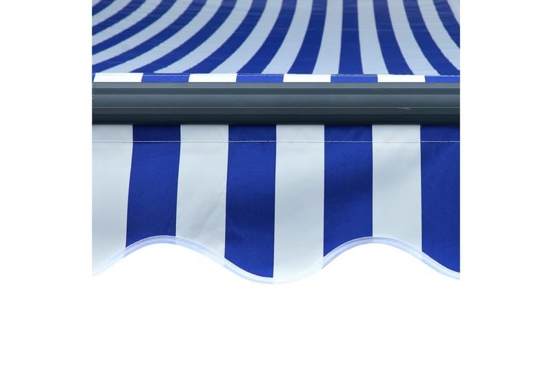 Markis med vindsensor & LED 400x300 cm blå och vit - Blå - Fönstermarkis - Markiser - Solskydd fönster