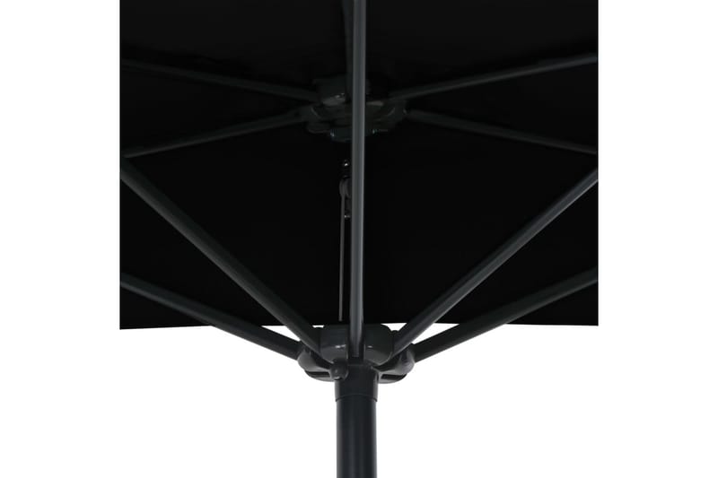 Balkongparasoll med aluminiumstång svart 270x135x245 cm halv - Svart - Balkongparasoll