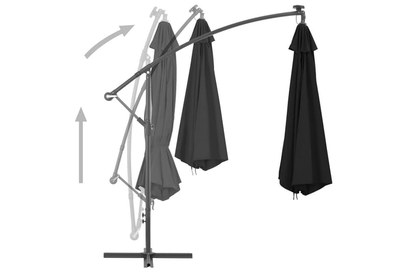 Frihängande parasoll med LED svart 350 cm - Svart - Hängparasoll & frihängande parasoll