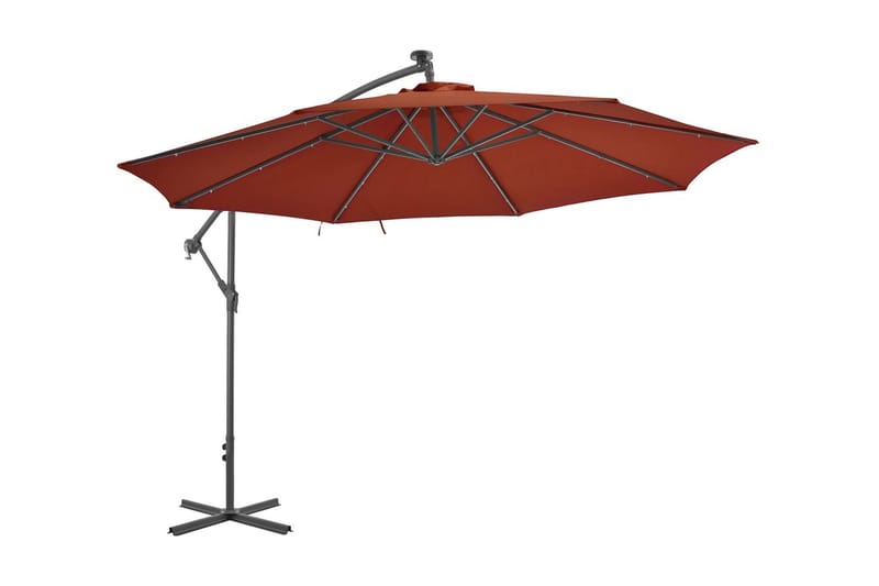 Frihängande parasoll med LED terrakotta 350 cm - Brun - Hängparasoll & frihängande parasoll