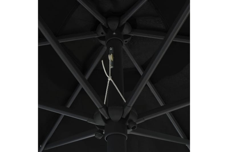 Parasoll med LED-lampor och aluminiumstång 270 cm svart - Svart - Parasoll