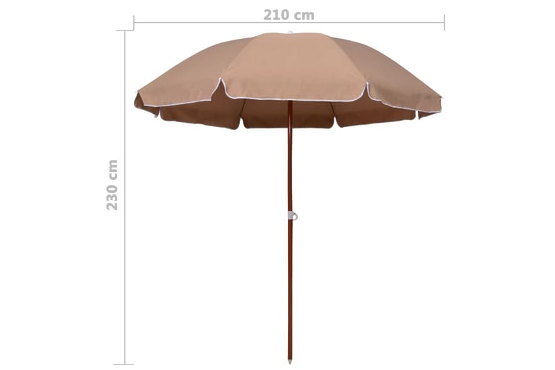 Parasoll med stålstång 240 cm taupe - Brun - Parasoll