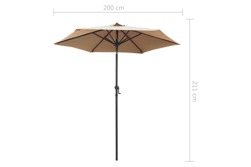 Parasoll taupe 200x211 cm aluminium - Brun - Parasoll