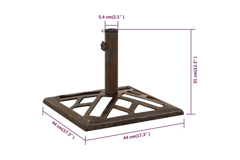 Parasollfot brons 44x44x31 cm gjutjärn - Brun - Parasollfot