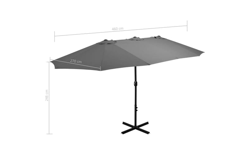 Trädgårdsparasoll med aluminiumstång 460x270 cm antracit - Grå - Parasoll