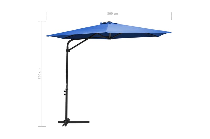 Trädgårdsparasoll med stålstång 300 cm azurblå - Blå - Parasoll