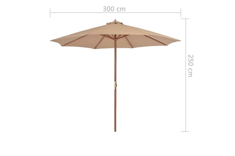 Trädgårdsparasoll med trästång 300 cm taupe - Brun - Utemöbler - Solskydd - Parasoll Trädgårdsparasoll med trästång 300 cm taupe - Brun - Utemöbler - Solskydd - Parasoll