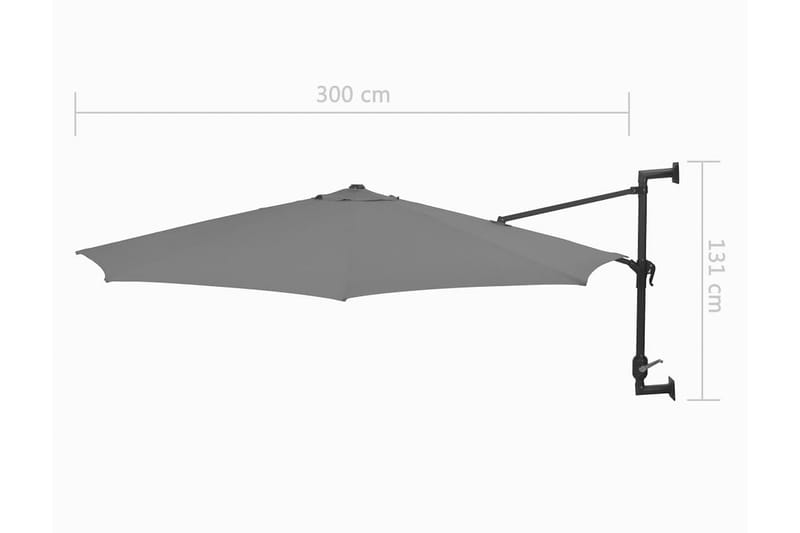 Väggmonterat parasoll med metallstång 300 cm antracit - Grå - Parasoll