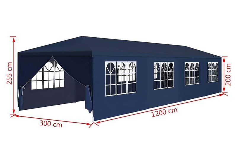 Paviljong 3x12 m blå - Blå - Komplett paviljong