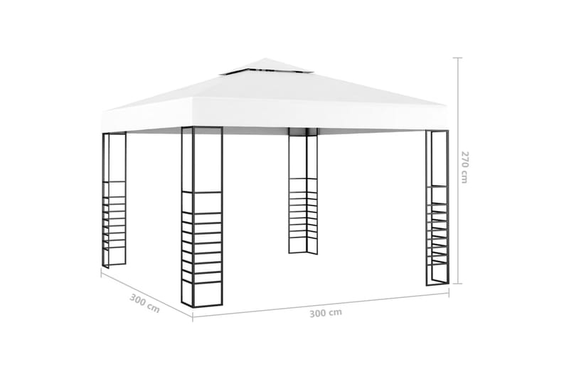 Paviljong 3x3 m vit - Vit - Komplett paviljong