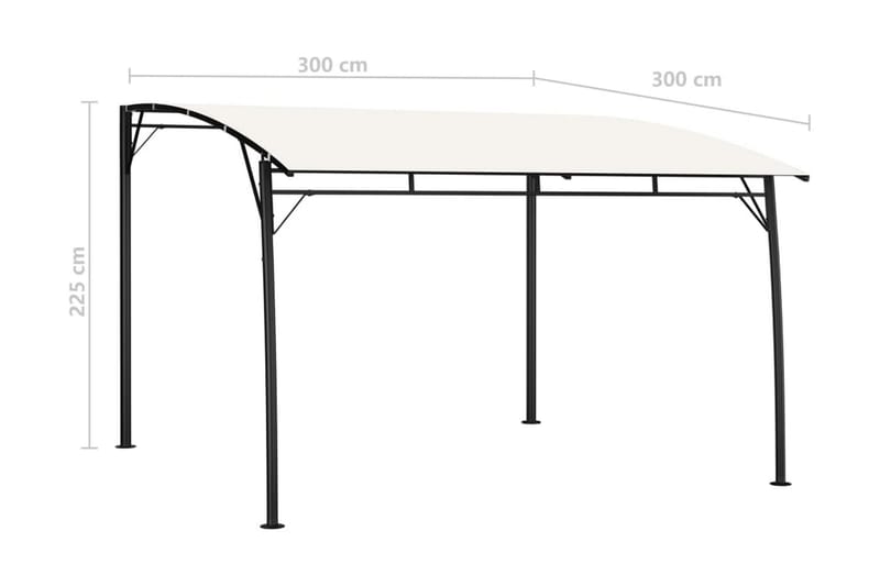 Paviljong 3x3x2,55 m gräddvit - Vit - Komplett paviljong