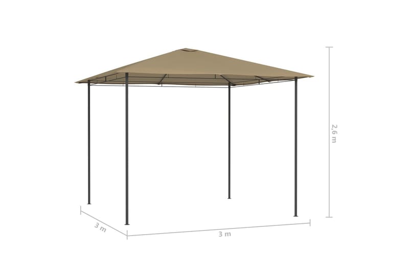 Paviljong 3x3x2,6 m taupe 160 g/m² - Brun - Komplett paviljong