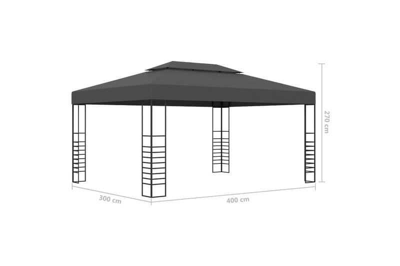 Paviljong 3x4 m antracit - Grå - Komplett paviljong