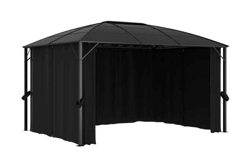 Paviljong med draperi 400x300x265 cm antracit - Grå - Komplett paviljong