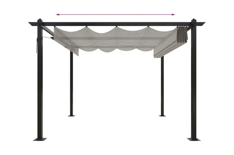 Paviljong med infällbart tak 3x3 m gräddvit - Kräm - Komplett paviljong