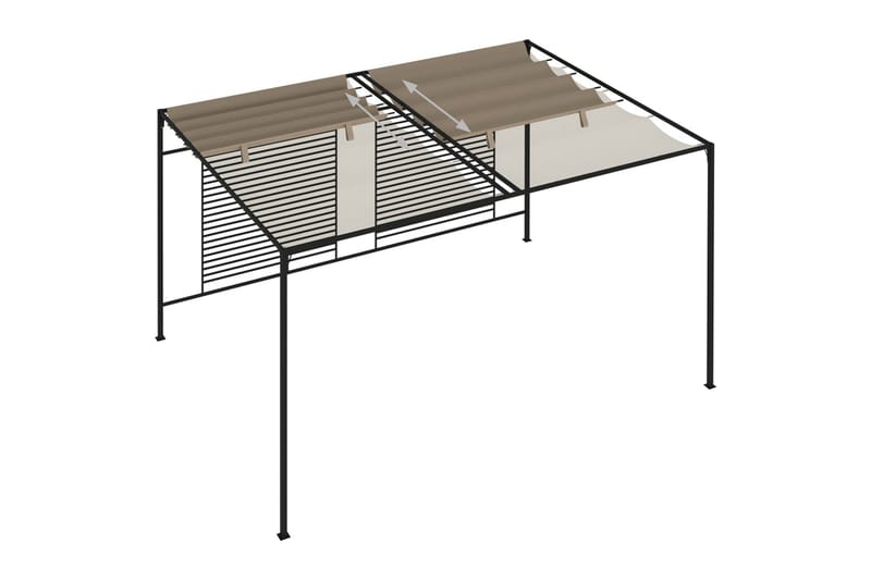 Paviljong med infällbart tak 3x4x2,3 m taupe 180 g/m² - Brun - Komplett paviljong