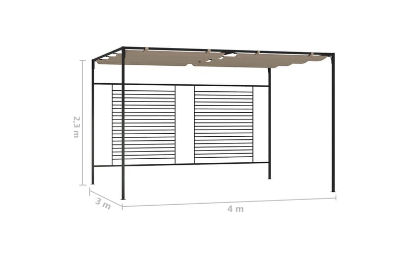 Paviljong med infällbart tak 3x4x2,3 m taupe 180 g/m² - Brun - Komplett paviljong