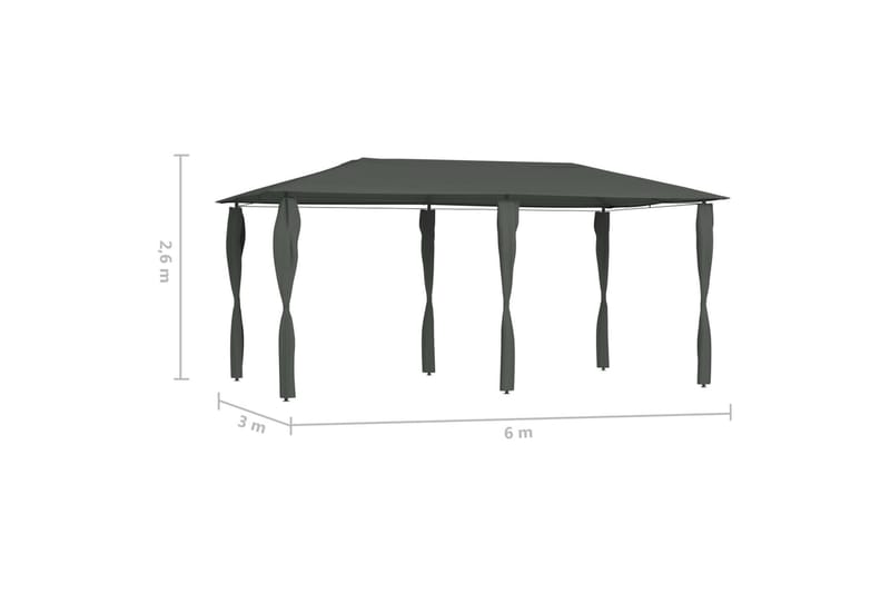 Paviljong med stolpar 3x6x2,6 m antracit 160 g/m² - Grå - Utemöbler - Solskydd - Paviljong - Komplett paviljong