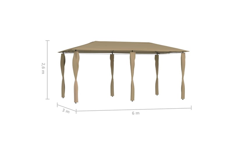 Paviljong med stolpar 3x6x2,6 m taupe 160 g/m² - Brun - Utemöbler - Solskydd - Paviljong - Komplett paviljong