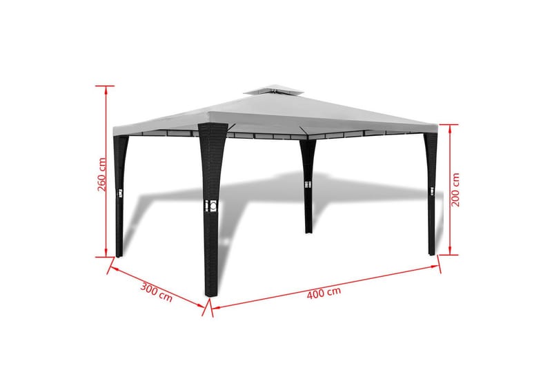 Paviljong med tak 3x4 m gräddvit - Vit - Komplett paviljong