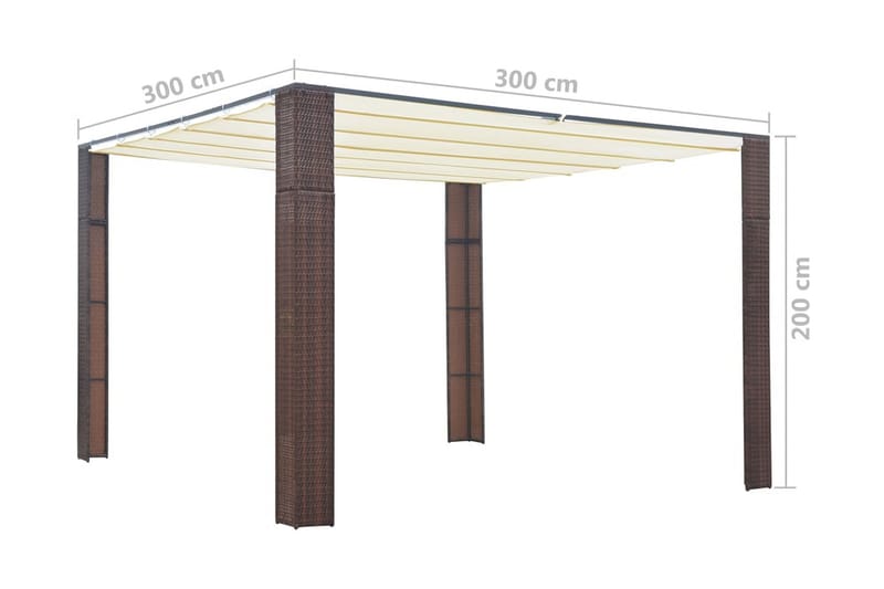 Paviljong med tak konstrotting 300x300x200 cm brun och grädd - Brun - Komplett paviljong