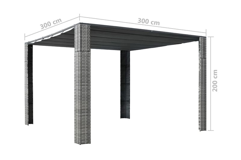 Paviljong med tak konstrotting 300x300x200 cm grå och antrac - Grå - Komplett paviljong