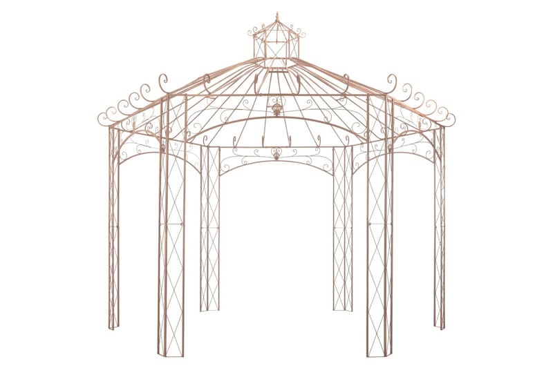 Trädgårdspaviljong antikbrun 4 m järn - Brun - Komplett paviljong