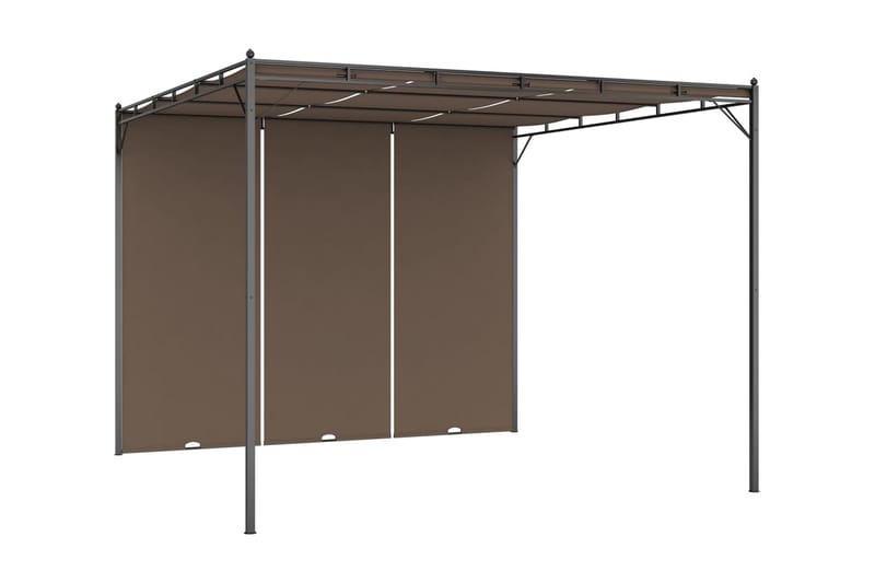 Trädgårdspaviljong med draperier 3x3x2,25 m taupe - Brun - Komplett paviljong