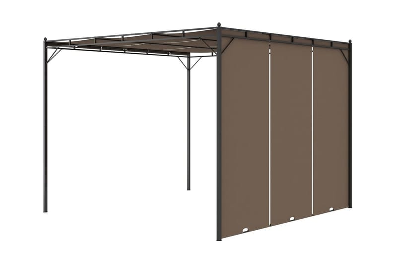 Trädgårdspaviljong med draperier 3x3x2,25 m taupe - Brun - Komplett paviljong