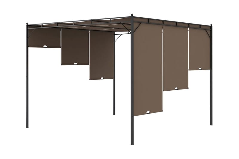 Trädgårdspaviljong med draperier 3x3x2,25 m taupe - Brun - Komplett paviljong