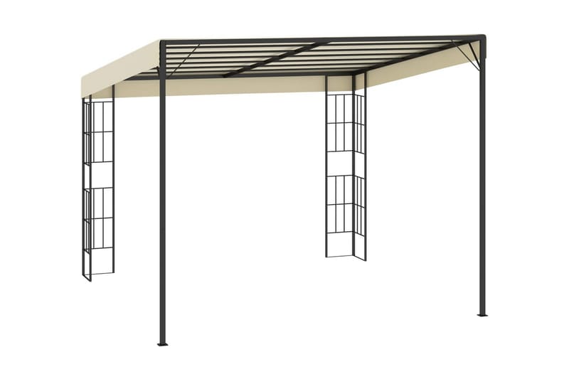 Väggmonterad paviljong 3x3 m gräddvit tyg - Kräm - Komplett paviljong